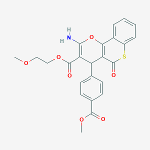 2-methoxyethyl 2-amino-4-[4-(methoxycarbonyl)phenyl]-5-oxo-4H,5H-thiochromeno[4,3-b]pyran-3-carboxylate