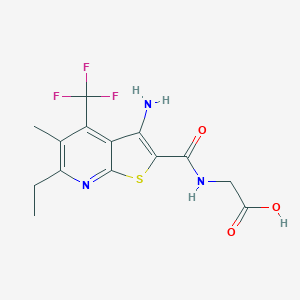 molecular formula C14H14F3N3O3S B461472 2-{[3-Amino-6-ethyl-5-methyl-4-(trifluoromethyl)thieno[2,3-b]pyridin-2-yl]formamido}acetic acid CAS No. 923553-63-3