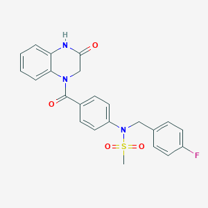 molecular formula C23H20FN3O4S B4614749 N-(4-氟苄基)-N-{4-[(3-氧代-3,4-二氢-1(2H)-喹喔啉甲酰基)苯基}甲磺酰胺 