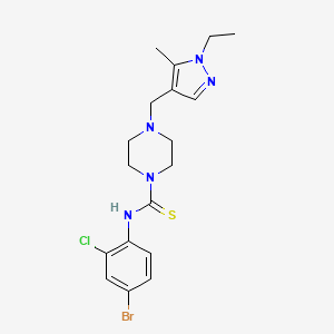 molecular formula C18H23BrClN5S B4614794 N-(4-溴-2-氯苯基)-4-[(1-乙基-5-甲基-1H-吡唑-4-基)甲基]-1-哌嗪甲硫代酰胺 