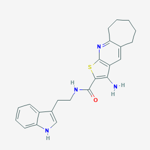 molecular formula C23H24N4OS B461481 3-amino-N-[2-(1H-indol-3-yl)ethyl]-6,7,8,9-tetrahydro-5H-cyclohepta[b]thieno[3,2-e]pyridine-2-carboxamide 