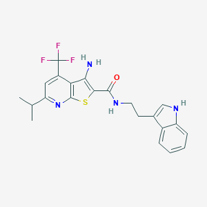 molecular formula C22H21F3N4OS B461482 3-amino-N-[2-(1H-indol-3-yl)ethyl]-6-isopropyl-4-(trifluoromethyl)thieno[2,3-b]pyridine-2-carboxamide 