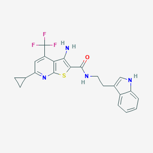 molecular formula C22H19F3N4OS B461483 3-amino-6-cyclopropyl-N-[2-(1H-indol-3-yl)ethyl]-4-(trifluoromethyl)thieno[2,3-b]pyridine-2-carboxamide 