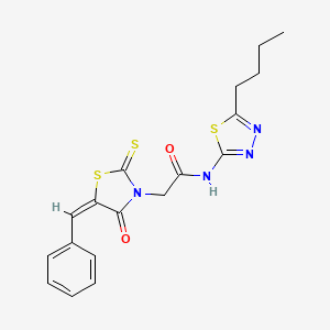 molecular formula C18H18N4O2S3 B4614834 2-(5-苯亚甲基-4-氧代-2-硫代-1,3-噻唑烷-3-基)-N-(5-丁基-1,3,4-噻二唑-2-基)乙酰胺 