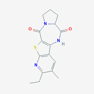 molecular formula C16H17N3O2S B461484 14-Ethyl-13-methyl-17-thia-3,9,15-triazatetracyclo[8.7.0.03,7.011,16]heptadeca-1(10),11(16),12,14-tetraene-2,8-dione 