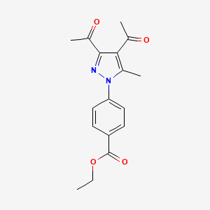 molecular formula C17H18N2O4 B4614861 4-(3,4-二乙酰基-5-甲基-1H-吡唑-1-基)苯甲酸乙酯 