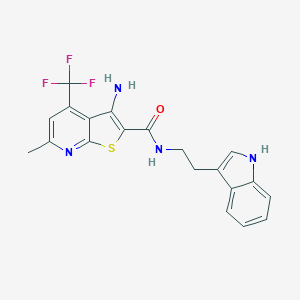 molecular formula C20H17F3N4OS B461487 3-amino-N-[2-(1H-indol-3-yl)ethyl]-6-methyl-4-(trifluoromethyl)thieno[2,3-b]pyridine-2-carboxamide CAS No. 891465-69-3