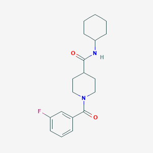 molecular formula C19H25FN2O2 B4614947 N-环己基-1-(3-氟苯甲酰)-4-哌啶甲酰胺 