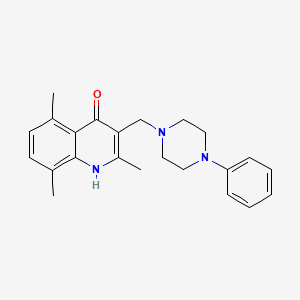 molecular formula C23H27N3O B4614983 2,5,8-三甲基-3-[(4-苯基-1-哌嗪基)甲基]-4-喹啉醇 