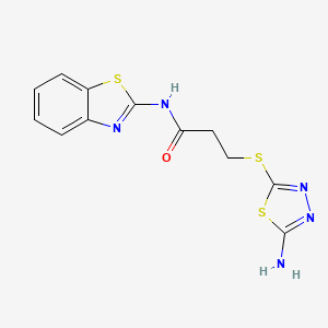 molecular formula C12H11N5OS3 B4614994 3-[(5-amino-1,3,4-thiadiazol-2-yl)thio]-N-1,3-benzothiazol-2-ylpropanamide 