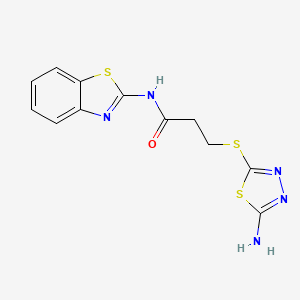 molecular formula C12H11N5OS3 B4614994 3-[(5-氨基-1,3,4-噻二唑-2-基)硫代]-N-1,3-苯并噻唑-2-基丙酰胺 