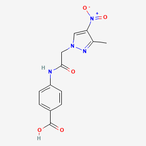 molecular formula C13H12N4O5 B4615016 4-[(3-甲基-4-硝基-1H-吡唑-1-基)乙酰氨基]苯甲酸 