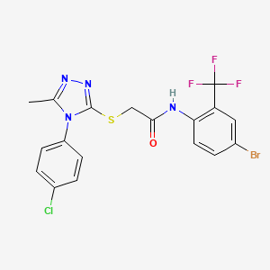 molecular formula C18H13BrClF3N4OS B4615048 N-[4-bromo-2-(trifluoromethyl)phenyl]-2-{[4-(4-chlorophenyl)-5-methyl-4H-1,2,4-triazol-3-yl]thio}acetamide 