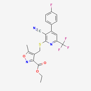 molecular formula C21H15F4N3O3S B4615050 4-({[3-氰基-4-(4-氟苯基)-6-(三氟甲基)-2-吡啶基]硫代}甲基)-5-甲基-3-异恶唑羧酸乙酯 