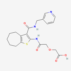 molecular formula C20H23N3O5S B4615061 {2-oxo-2-[(3-{[(3-pyridinylmethyl)amino]carbonyl}-5,6,7,8-tetrahydro-4H-cyclohepta[b]thien-2-yl)amino]ethoxy}acetic acid 