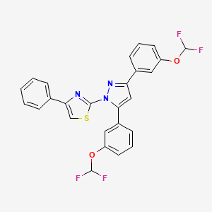molecular formula C26H17F4N3O2S B4615076 2-{3,5-双[3-(二氟甲氧基)苯基]-1H-吡唑-1-基}-4-苯基-1,3-噻唑 