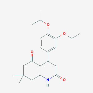 molecular formula C22H29NO4 B4615095 4-[3-ETHOXY-4-(PROPAN-2-YLOXY)PHENYL]-7,7-DIMETHYL-1,2,3,4,5,6,7,8-OCTAHYDROQUINOLINE-2,5-DIONE 