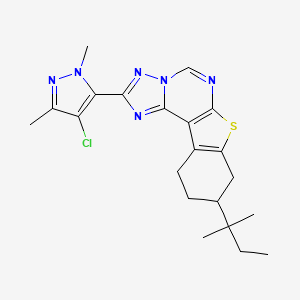 molecular formula C21H25ClN6S B4615120 2-(4-氯-1,3-二甲基-1H-吡唑-5-基)-9-(1,1-二甲基丙基)-8,9,10,11-四氢[1]苯并噻吩[3,2-e][1,2,4]三唑并[1,5-c]嘧啶 