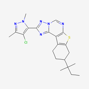 molecular formula C21H25ClN6S B4615120 2-(4-chloro-1,3-dimethyl-1H-pyrazol-5-yl)-9-(1,1-dimethylpropyl)-8,9,10,11-tetrahydro[1]benzothieno[3,2-e][1,2,4]triazolo[1,5-c]pyrimidine 