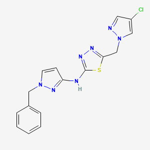 molecular formula C16H14ClN7S B4615132 N-(1-BENZYL-1H-PYRAZOL-3-YL)-N-{5-[(4-CHLORO-1H-PYRAZOL-1-YL)METHYL]-1,3,4-THIADIAZOL-2-YL}AMINE 