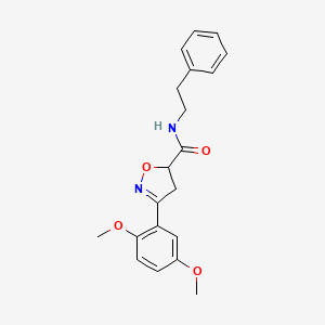 molecular formula C20H22N2O4 B4615159 3-(2,5-dimethoxyphenyl)-N-(2-phenylethyl)-4,5-dihydro-5-isoxazolecarboxamide 