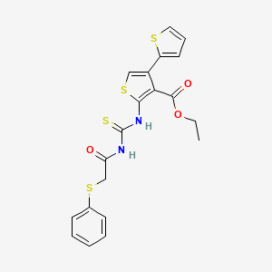 molecular formula C20H18N2O3S4 B4615163 乙基5'-[({[(苯硫基)乙酰]氨基}碳硫代)氨基]-2,3'-联噻吩-4'-羧酸酯 