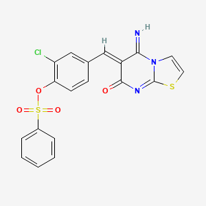 molecular formula C19H12ClN3O4S2 B4615197 苯磺酸2-氯-4-[(5-亚氨基-7-氧代-5H-[1,3]噻唑并[3,2-a]嘧啶-6(7H)-亚甲基]苯基 