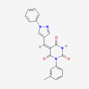 molecular formula C21H16N4O3 B4615220 1-(3-methylphenyl)-5-[(1-phenyl-1H-pyrazol-4-yl)methylene]-2,4,6(1H,3H,5H)-pyrimidinetrione 