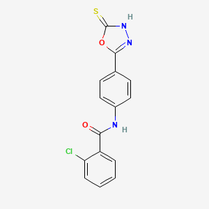 molecular formula C15H10ClN3O2S B4615230 2-chloro-N-[4-(5-mercapto-1,3,4-oxadiazol-2-yl)phenyl]benzamide 