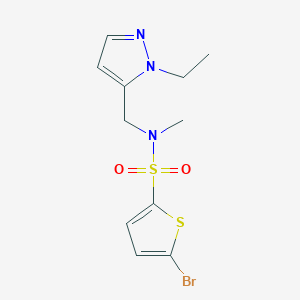 molecular formula C11H14BrN3O2S2 B4615245 5-溴-N-[(1-乙基-1H-吡唑-5-基)甲基]-N-甲基-2-噻吩磺酰胺 