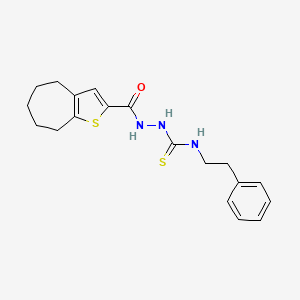 molecular formula C19H23N3OS2 B4615250 N-(2-phenylethyl)-2-(5,6,7,8-tetrahydro-4H-cyclohepta[b]thien-2-ylcarbonyl)hydrazinecarbothioamide 