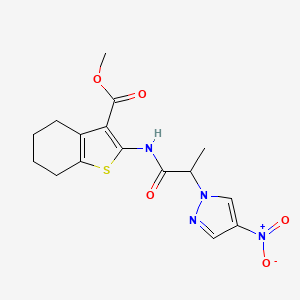 molecular formula C16H18N4O5S B4615306 2-[{[2-(4-硝基-1H-吡唑-1-基)丙酰]氨基}-4,5,6,7-四氢-1-苯并噻吩-3-羧酸甲酯 