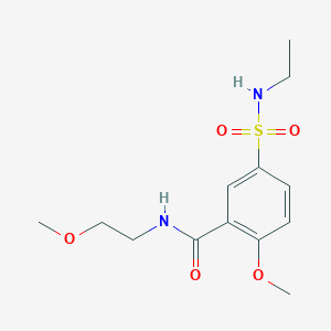 molecular formula C13H20N2O5S B4615327 5-[(乙氨基)磺酰基]-2-甲氧基-N-(2-甲氧基乙基)苯甲酰胺 