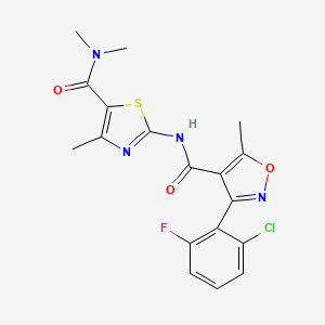 molecular formula C18H16ClFN4O3S B4615342 3-(2-氯-6-氟苯基)-N-{5-[(二甲氨基)羰基]-4-甲基-1,3-噻唑-2-基}-5-甲基-4-异恶唑甲酰胺 