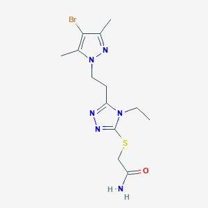 molecular formula C13H19BrN6OS B4615376 2-({5-[2-(4-bromo-3,5-dimethyl-1H-pyrazol-1-yl)ethyl]-4-ethyl-4H-1,2,4-triazol-3-yl}thio)acetamide 