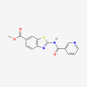 molecular formula C15H11N3O3S B4615390 2-[(3-吡啶甲酰基)氨基]-1,3-苯并噻唑-6-甲酸甲酯 