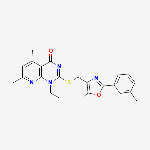 1-ethyl-5,7-dimethyl-2-({[5-methyl-2-(3-methylphenyl)-1,3-oxazol-4-yl]methyl}thio)pyrido[2,3-d]pyrimidin-4(1H)-one