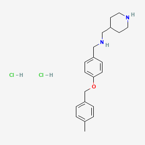 molecular formula C21H30Cl2N2O B4615439 {4-[(4-methylbenzyl)oxy]benzyl}(4-piperidinylmethyl)amine dihydrochloride 