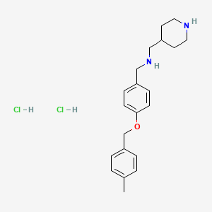 molecular formula C21H30Cl2N2O B4615439 二盐酸{4-[(4-甲基苄基)氧基]苄基}(4-哌啶基甲基)胺 