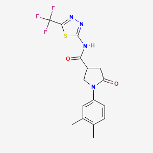 molecular formula C16H15F3N4O2S B4615443 1-(3,4-dimethylphenyl)-5-oxo-N-[5-(trifluoromethyl)-1,3,4-thiadiazol-2-yl]-3-pyrrolidinecarboxamide 
