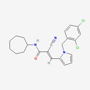 molecular formula C22H23Cl2N3O B4615485 2-cyano-N-cycloheptyl-3-[1-(2,4-dichlorobenzyl)-1H-pyrrol-2-yl]acrylamide 