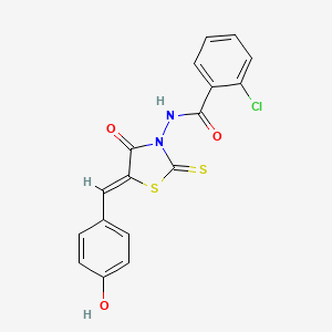 molecular formula C17H11ClN2O3S2 B4615492 2-chloro-N-[5-(4-hydroxybenzylidene)-4-oxo-2-thioxo-1,3-thiazolidin-3-yl]benzamide 