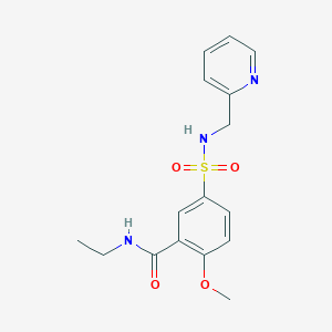 molecular formula C16H19N3O4S B4615505 N-ethyl-2-methoxy-5-{[(2-pyridinylmethyl)amino]sulfonyl}benzamide 