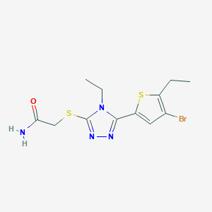 molecular formula C12H15BrN4OS2 B4615513 2-{[5-(4-bromo-5-ethyl-2-thienyl)-4-ethyl-4H-1,2,4-triazol-3-yl]thio}acetamide 