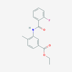 molecular formula C17H16FNO3 B4615596 ethyl 3-[(2-fluorobenzoyl)amino]-4-methylbenzoate 