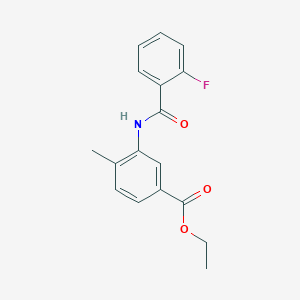 molecular formula C17H16FNO3 B4615596 3-[(2-氟苯甲酰)氨基]-4-甲基苯甲酸乙酯 