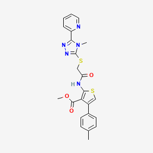 molecular formula C23H21N5O3S2 B4615639 4-(4-甲基苯基)-2-[({[4-甲基-5-(2-吡啶基)-4H-1,2,4-三唑-3-基]硫代}乙酰基)氨基]-3-噻吩甲酸甲酯 