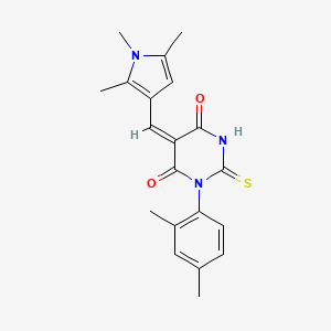 molecular formula C20H21N3O2S B4615657 1-(2,4-dimethylphenyl)-2-thioxo-5-[(1,2,5-trimethyl-1H-pyrrol-3-yl)methylene]dihydro-4,6(1H,5H)-pyrimidinedione 