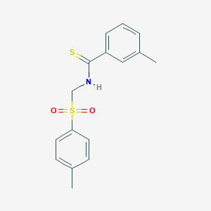 molecular formula C16H17NO2S2 B461566 3-methyl-N-{[(4-methylphenyl)sulfonyl]methyl}benzenecarbothioamide 