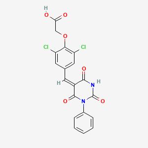 {2,6-dichloro-4-[(2,4,6-trioxo-1-phenyltetrahydro-5(2H)-pyrimidinylidene)methyl]phenoxy}acetic acid
